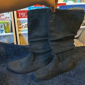 CHARLOTTE RUSSE Womens Black Knee-High Faux Suede Boots Size 7.5